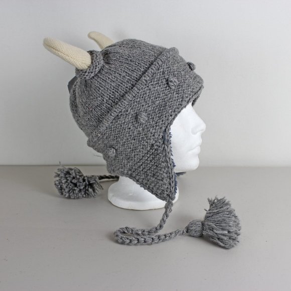 DeLux Knitwits Grey Viking Pilot Knit Hat - Picture 5 of 12